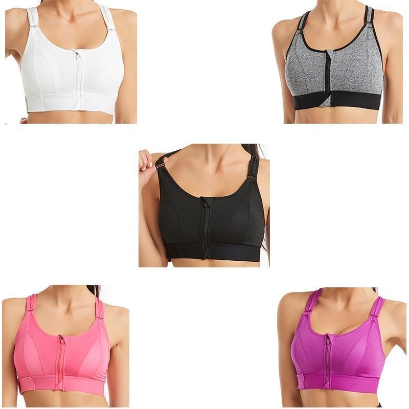 Wireless Support Super Tight Impact Resistant Zipper Sports Bra, Front  Zipper Shockproof Vest Plus Size Adjustable Bra : : Clothing,  Shoes 